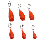 Orange PVC fishing practice casting plug set showing six sizes